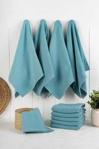 10 torchons de cuisine Eloise - Bleu pétrole