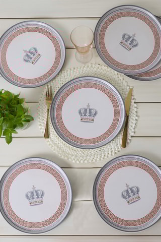 6 assiettes plates en grès  - 28 cm