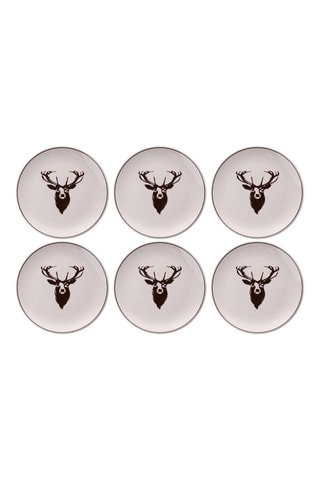 6 assiettes plates en céramique - 25,5 cm