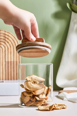 Boîte de conservation en verre et bois - 12 x 10 cm