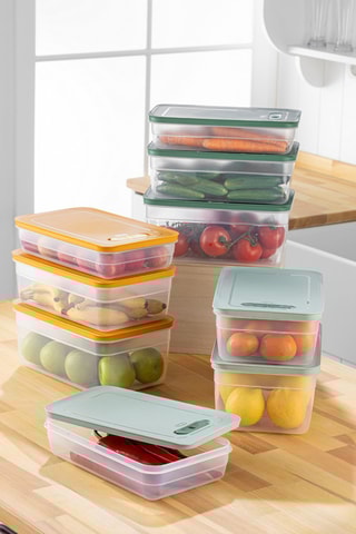 9 boîtes de conservation sans BPA - 2,5 / 3,8 / 5 l - Orange et vert