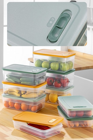 9 boîtes de conservation sans BPA - 2,5 / 3,8 / 5 l - Orange et vert