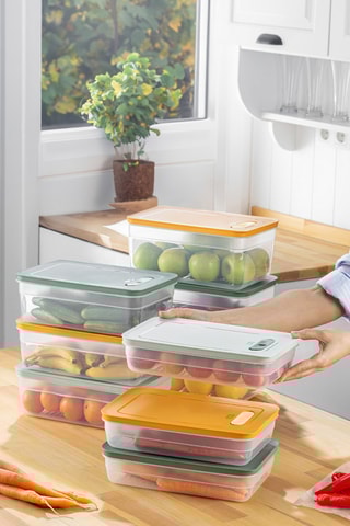 9 boîtes de conservation sans BPA - 2,5 / 3,8 / 5 l - Orange et vert