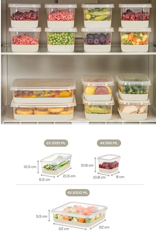 10 boîtes avec couvercles en plastique sans BPA - 55 à 200 cl