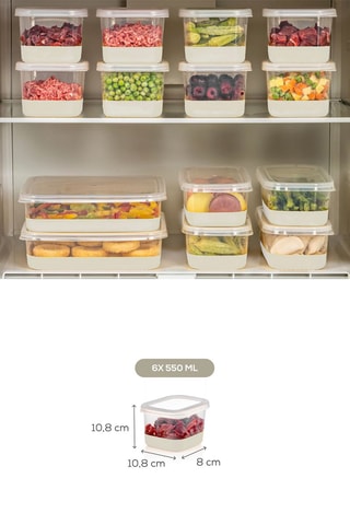 6 boîtes avec couvercles en plastique sans BPA - 55 cl