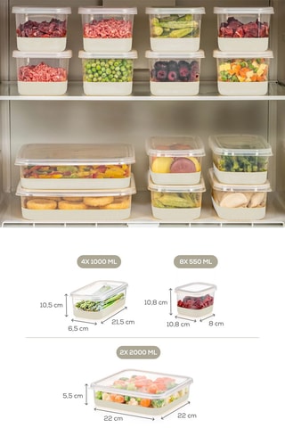 14 boîtes avec couvercles en plastique sans BPA - 55 à 200 cl