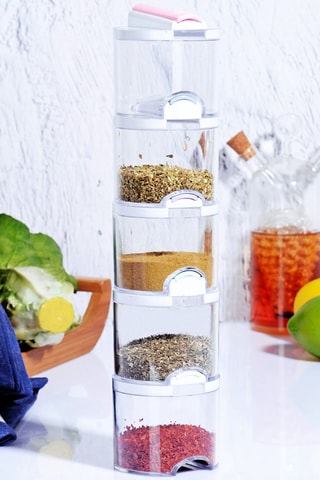 5 pots à épices empilables - 12 cm