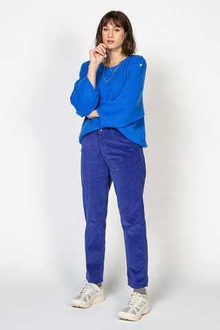 Calças relaxed em veludo - Azul