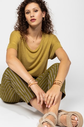 T-shirt em linho - Verde-azeitona