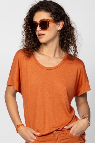 T-shirt em linho - Vermelho-tijolo