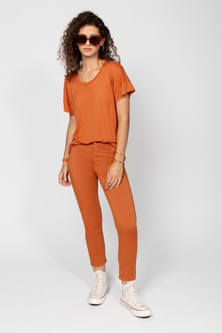 T-shirt em linho - Vermelho-tijolo