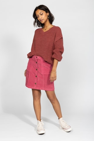 Saia direita em veludo - Rosa