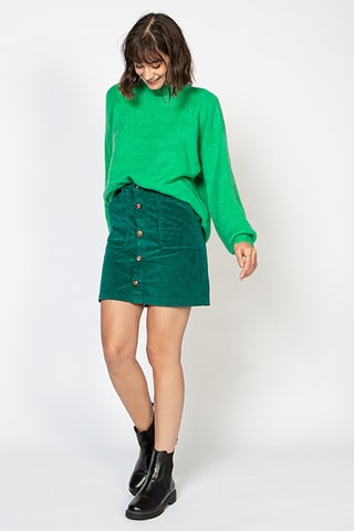 Saia direita em veludo - Verde