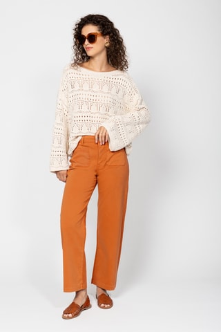 Calças de cintura alta - Vermelho-tijolo