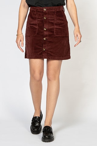 Saia direita em veludo - Castanho