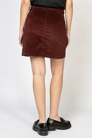 Saia direita em veludo - Castanho