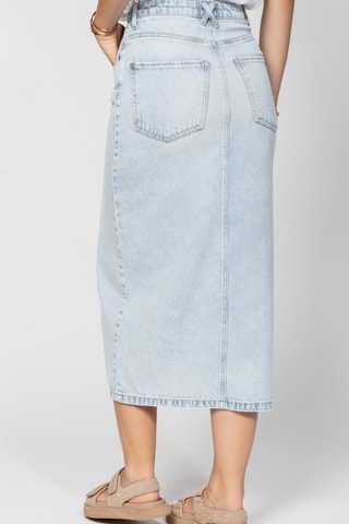 Saia direita em ganga - Azul-claro