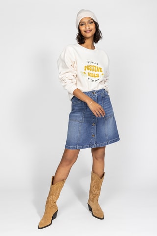 Saia direita em ganga - Azul