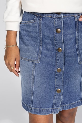 Saia direita em ganga - Azul