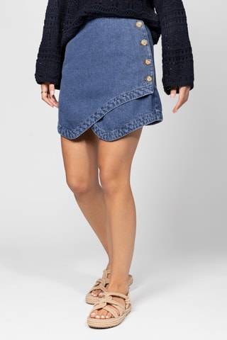 Saia traçada de ganga - Azul