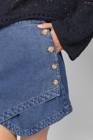 Saia traçada de ganga - Azul