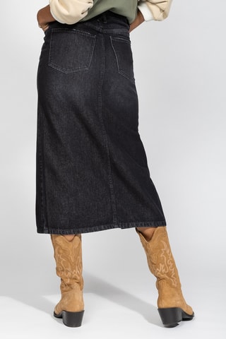 Saia direita em ganga - Preto