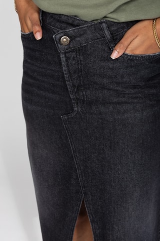 Saia direita em ganga - Preto