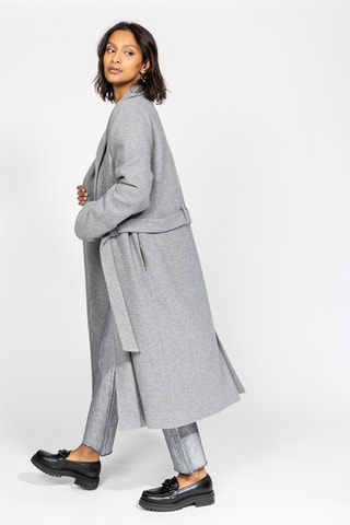 Casaco de malha comprido em lã - Cinzento-claro