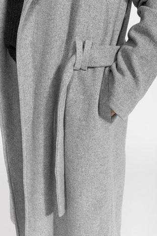 Casaco de malha comprido em lã - Cinzento-claro