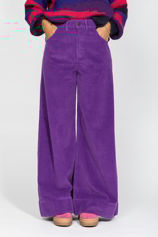 Calças em veludo de cintura alta - Violeta