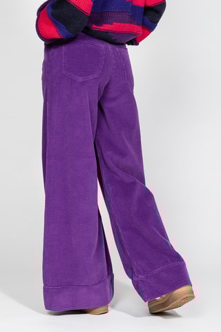 Calças em veludo de cintura alta - Violeta