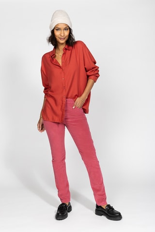 Calças slim de cintura alta - Rosa