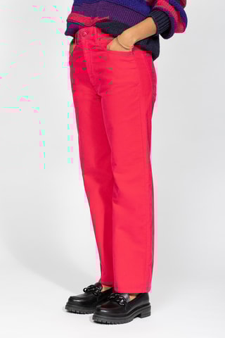 Calças direitas de cintura alta - Rosa