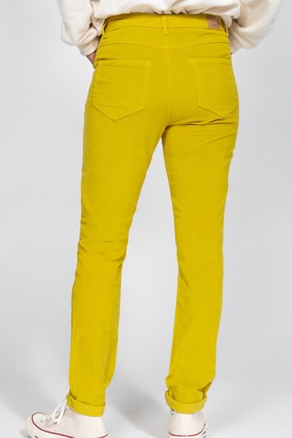 Calças slim de cintura alta - Mostarda