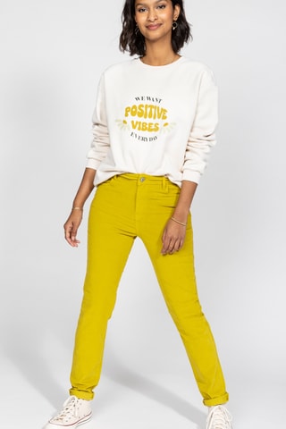 Calças slim de cintura alta - Mostarda