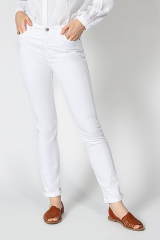 Calças direitas de cintura alta - Branco