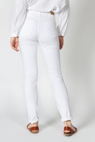 Calças direitas de cintura alta - Branco