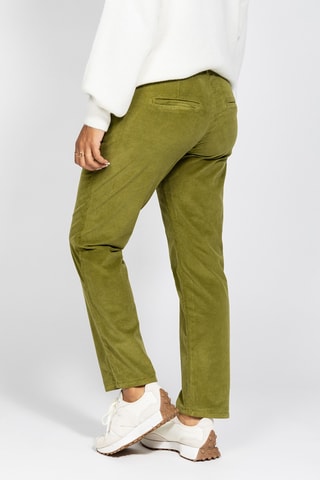 Calças relaxed em veludo - Verde-azeitona