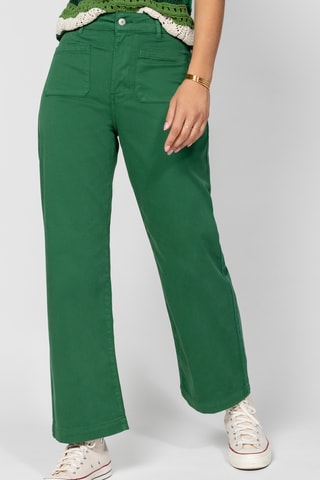 Calças de cintura alta - Verde