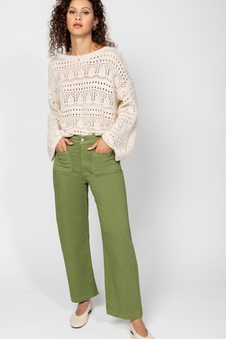 Calças de cintura alta - Caqui