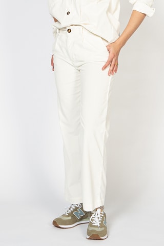 Calças em veludo de cintura alta - Branco