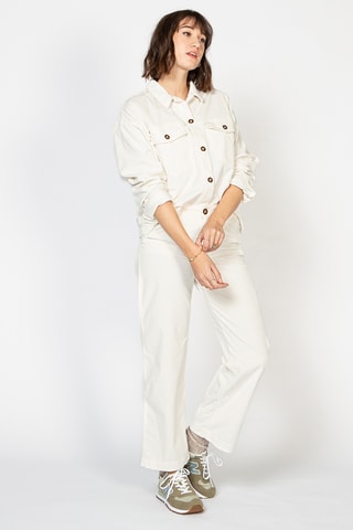 Calças em veludo de cintura alta - Branco