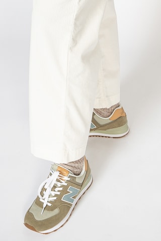 Calças em veludo de cintura alta - Branco