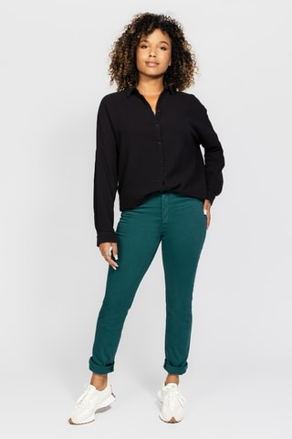 Calças direitas de cintura alta - Verde