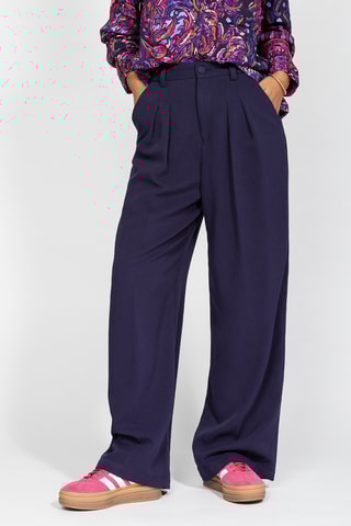 Calças relaxed de cintura alta - Azul-noite