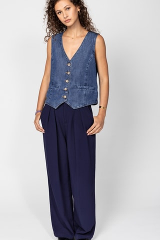 Calças relaxed de cintura alta - Azul-noite