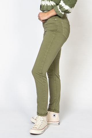 Calças direitas de cintura alta - Caqui