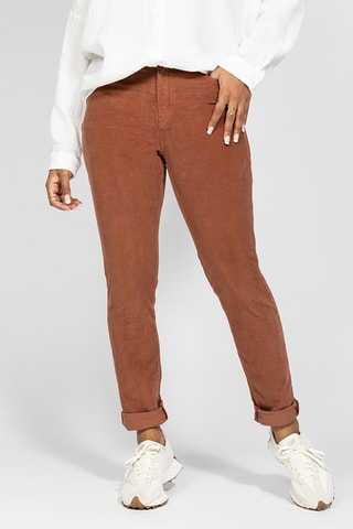 Calças slim de cintura alta - Castanho