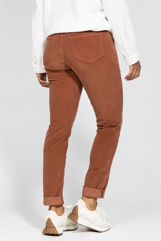 Calças slim de cintura alta - Castanho