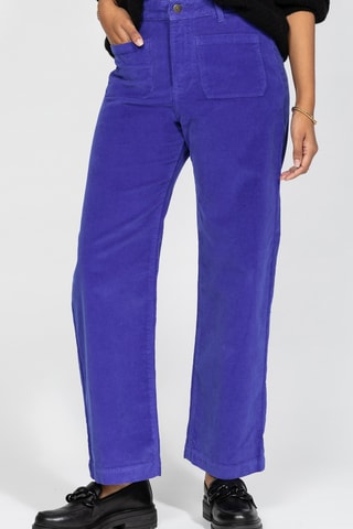 Calças direitas de cintura alta - Azul-eléctrico